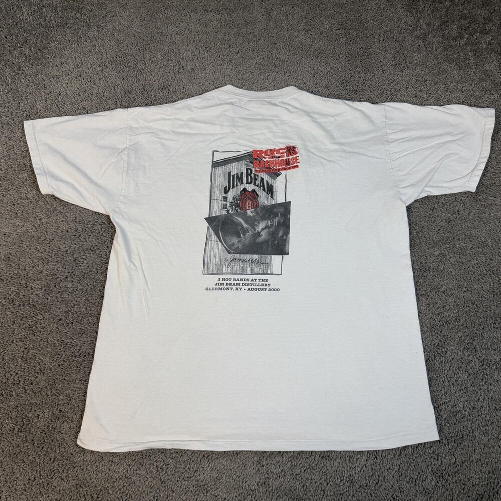 Vintage Y2K Jim Beam Rock The Rackhouse Shirt Mens XL White Concert 2000
